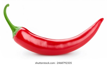 Chili pepper isolated on a white background. One chili hot pepper clipping path. Fresh pepper