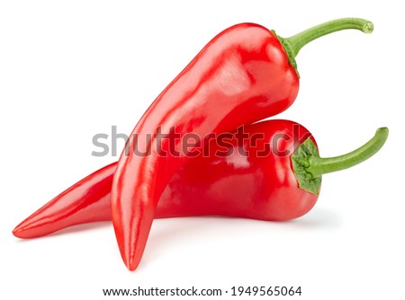 Chili peppers. Fresh organic chili isolated on white background. Red hot chili peppers macro