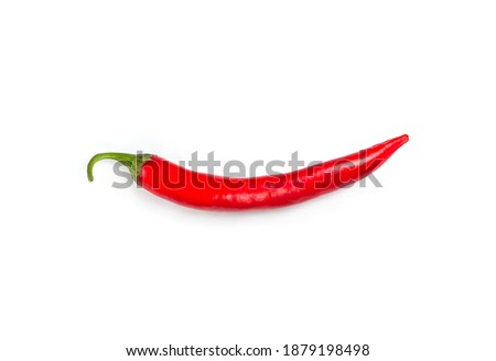 Chili red papper on white isolated background. Fresh mexico hot cayenne spicy. Top view
