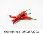 Chili spur pepper ( Cayenne pepper, long fed pepper, spur pepper) on white background