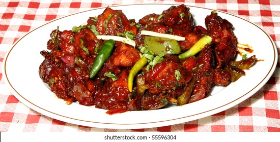 chilli chicken images stock photos vectors shutterstock https www shutterstock com image photo chilli chicken plate 55596304