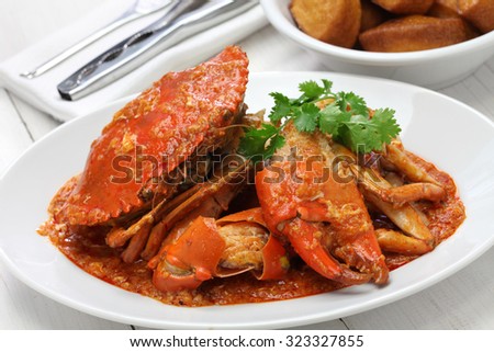 chilli mud crab with fried mantou, singapore cuisine