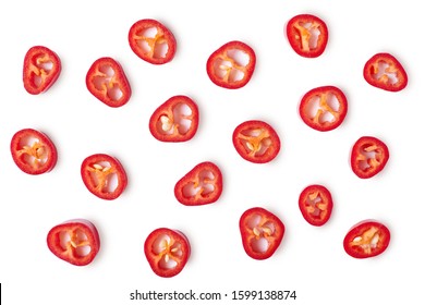 Chilli  pieces isolated on white background.