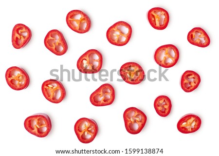Chilli  pieces isolated on white background.