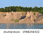 Chimney bluffs formation viewed from lake Ontario
