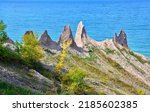 Chimney Bluffs State Park, New York. It’s situated on the southern shore of Lake Ontario, east of Sodus Bay. From the park