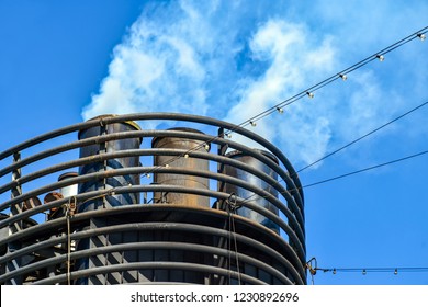 From The Chimney Of A Cruise Ship Escape Smoke And Exhaust Fumes