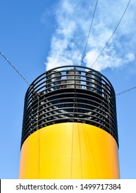 From The Chimney Of A Cruise Ship Escape Smoke And Exhaust Fumes