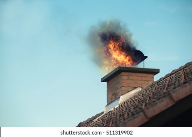 Chimney with fire coming out