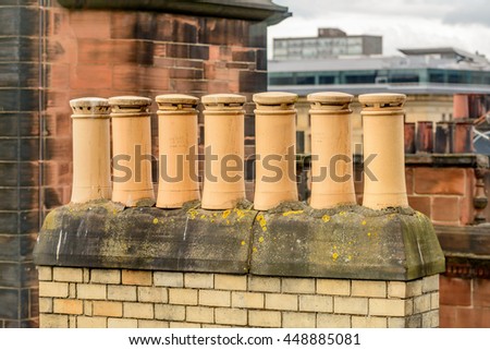 Similar – Image, Stock Photo unusual chimney construction on the roof of a smokehouse