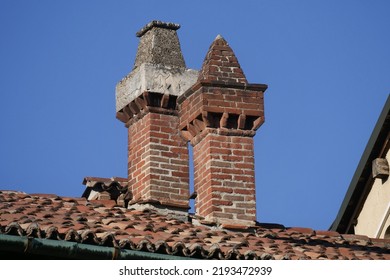  Chimneys In Ducal Square Of Vigevano, Province Of Pavia, Lombardy, Italy