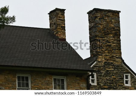 the chimneys of an historic uilding