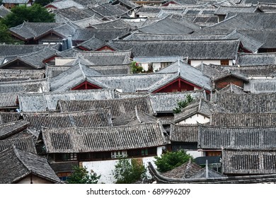 China Ancient City Rooftop, Lijiang Old Town Top View