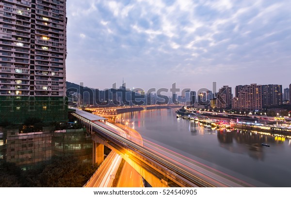 China Chongqing elevated\
light rail
