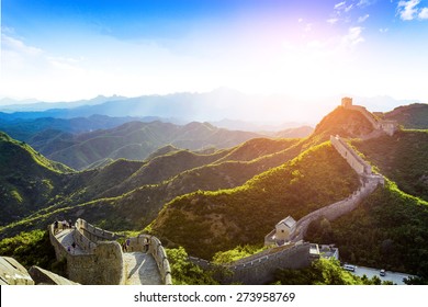 China famous landmark great wall and mountains