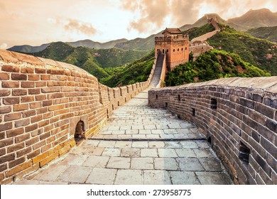 China famous landmark great wall and mountains - Shutterstock ID 273958775