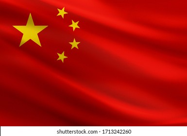 China Flag With Fabric Texture