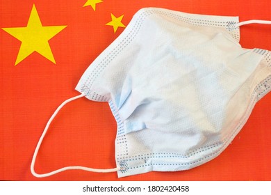 China Flag And Medical Mask, Coronavirus Protection Concept, Covid-19 Symbol