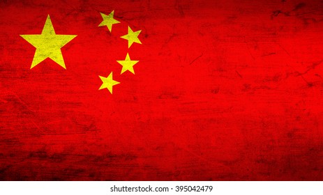 China Flag On A Dark Concrete Surface
