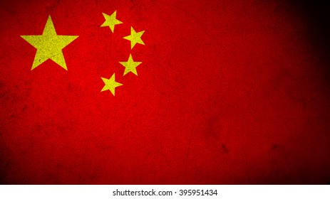 China Flag On A Dark Concrete Surface