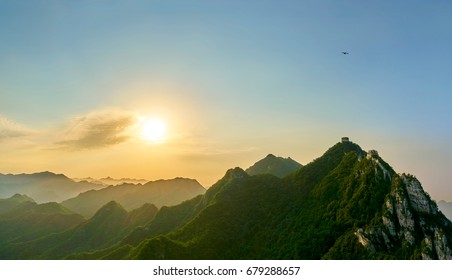 China Great Wall sunrise panorama - Shutterstock ID 679288657