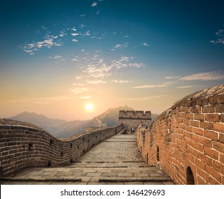 China Great Wall In Sunset