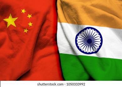 China And India Flag Together