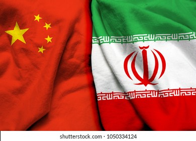 China And Iran Flag Together