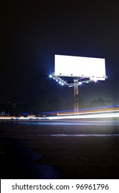 China Shanghai Night Billboards And Fast Through The Traffic