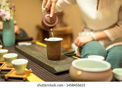 China Tea Ceremony. Tea Cup And Teapot