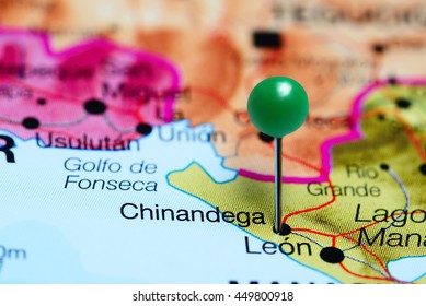 Chinandega Pinned On A Map Of Nicaragua
