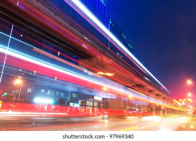 China's Chongqing Night, Intersection Of Rail Transit