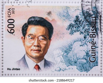 China's Former President Hu Jintao, A Stamp Of Guinea 2012 MNH - Chinese Leaders. Bangkok - Thailand, 9, August, 2022