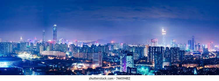 China's Shenzhen City In The Night