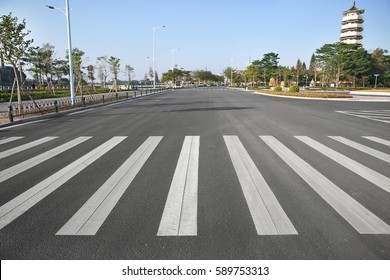 China's Urban Road Zebra Crossing 