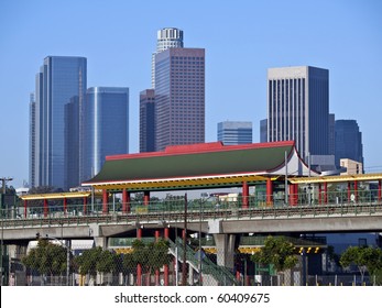 Chinatown Light Rail Metro Station In Downtown Los Angeles California.