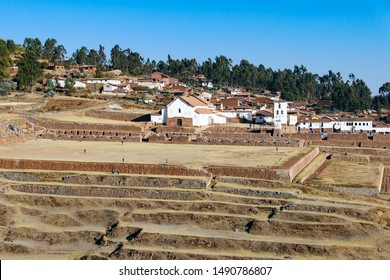 Chinchero In Urubamba District, Colonial Church, Incas Palace Ruins And Agricultural Terraces In Chinchero, Incas Sacred Valley, Peru.