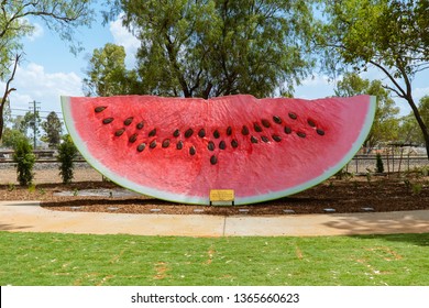 Chinchilla, Queensland/Australia - February 15 2019. The Big Watermelon, An Icon And Tourist Attraction For The Small Country Town. One Of The Many 