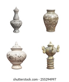 chinese antique vase on the white background