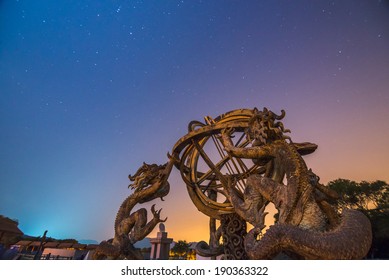 Chinese Armillary Sphere and Night Sky