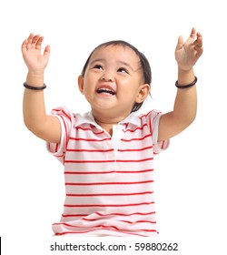 Chinese Baby Girl With Hands Up