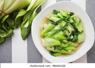 Chinese Bok Choy Green Vegetables Stir Fry With Garlic