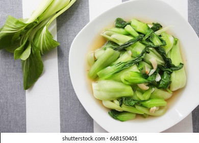 Chinese Bok Choy Green Vegetables Stir Fry With Garlic