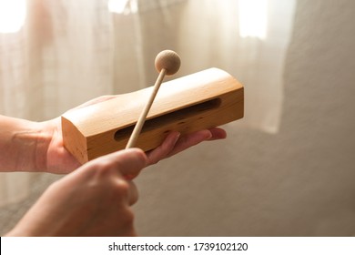 Chinese Box (bangzi), Percussion Instrument Held By Hands. 