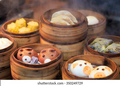 Chinese Bread ( Baozi ) On A Market In China 