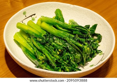 Sautéed Chinese broccoli Cantonese style served in China 