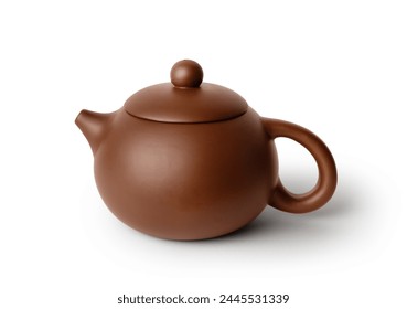 Chinese brown teapot isolated on white