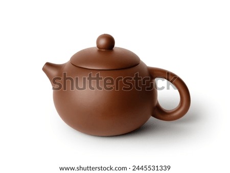 Chinese brown teapot isolated on white