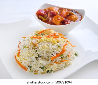 Chinese Chicken Manchurian With Rice