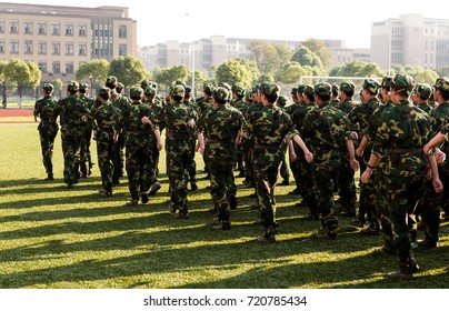 Chinese College Students Are In Military Training At School